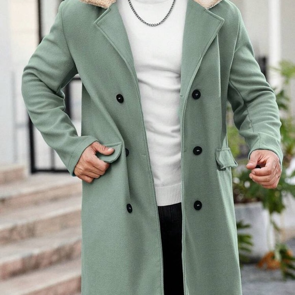 SHEIN Men's Sage Green Trench Coat - Picture 6 of 6
